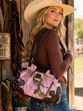 Realtree Pink Camo Western Shoulder Bag